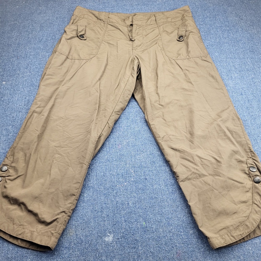 REI Womens Size 12 Hiking Capri Pants Olive Brown Nylon UPF 50+ Utility Gorpcore